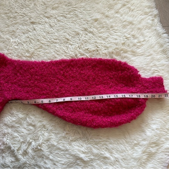 C/MEO Collective Sweater Coco Knit Balloon Sleeve V-neck Wool Blend Hot Pink XS - Picture 12 of 12